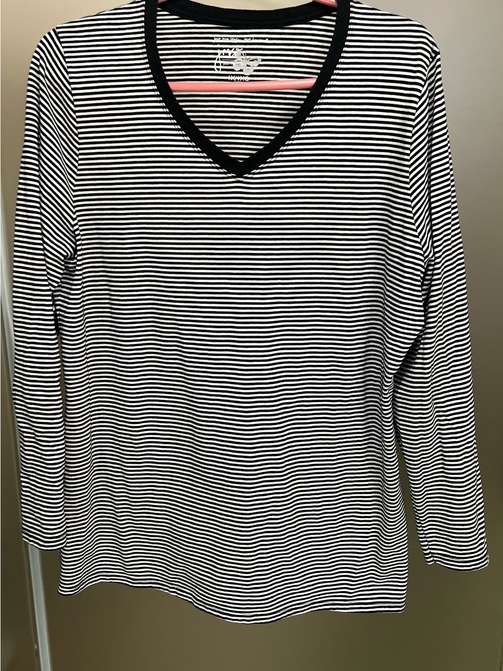 Just My Size Black & White Striped Top